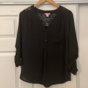 Light weight black blouse with rolled sleeves